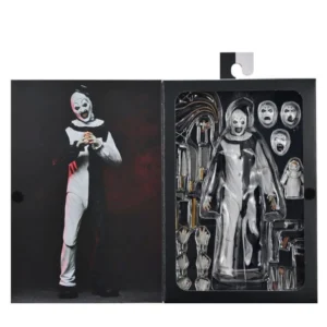 Neca 45251 Terrifier Art The Clown 7 Inch Articulated Action Figure Collectible With Interchangeable Heads Hands For Horror Fans