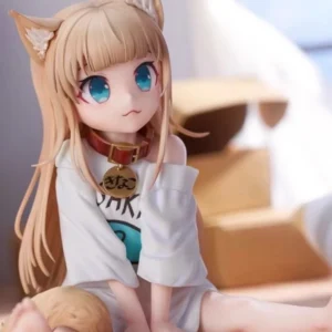 Yellow Bean Poer Anime Figure Sitting Girl Eating Fi  Lady Model Collectible Birthday Gift Static Toy for Ages 3+