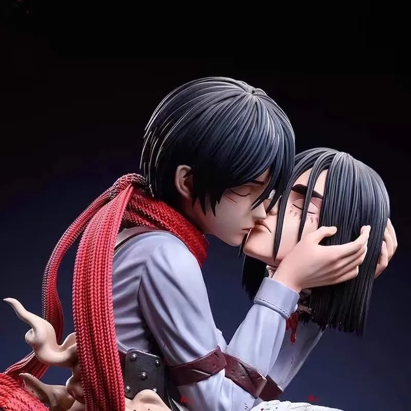 Attack On Titan Anime Figures Eren Jaeger Mikasa Ackerman Action 22CM Statue One Last Kiss Model Collect Desk Decor Toys Gifts - Image 8