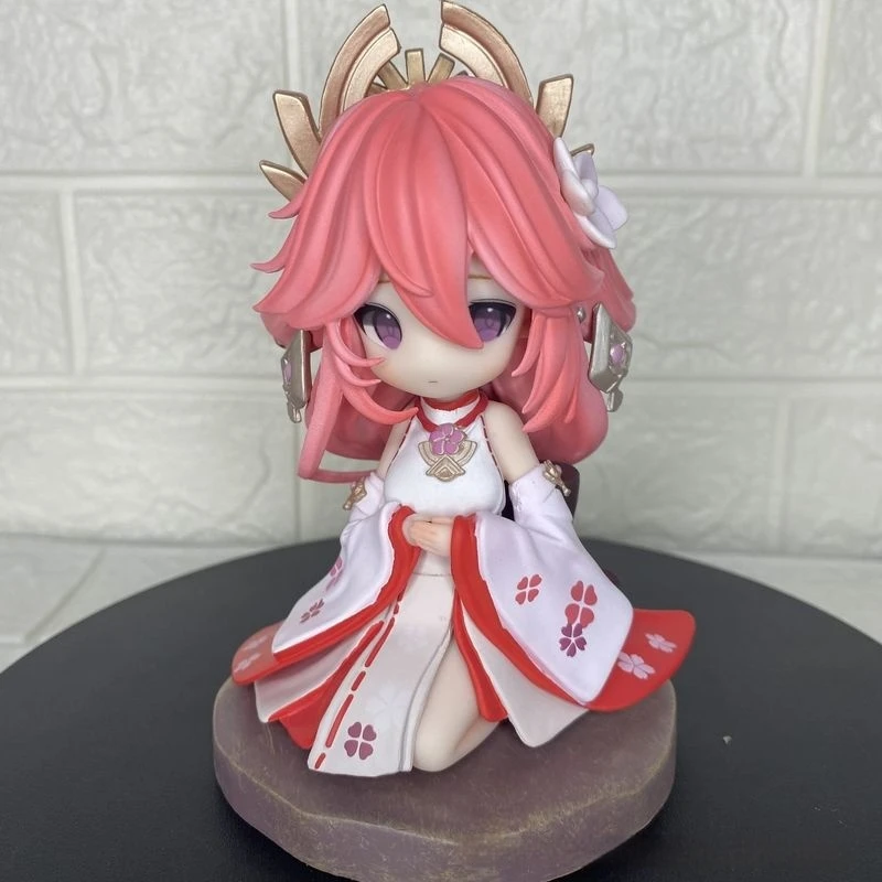 13CM Genshin Impact Yae Miko Action Figures Sitting Pose Q Version Game Peripheral Girl Figurine Desktop Decor Collectible Gift - Image 3