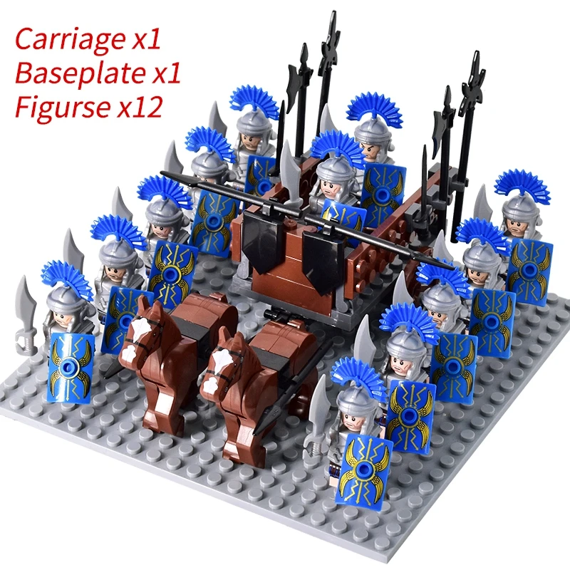 Medieval Knights mini Action Figures Building Blocks Roman Chariot Carriage Soldier War Horse Bricks Toys for Children Gift - Image 25