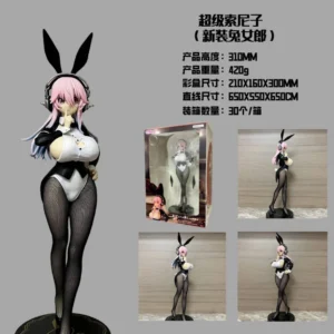 Super Sonico New Bunny Girl Action Figure 310mm Height Fishnet Stockings Standing Statue Boxed Collectible Model For Anime Fans