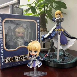 23CM Saber Anime Fate/Stay night Figure 121 Lily Figure Knight King Saber Caliburn Battle Scene Model PVC Gift For kids Decor