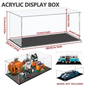 1:14 Scale Transparent Acrylic Display Box, Suitable for Protecting and Displaying Toy Cars, Model Building Blocks, Small Collectibles and Figurines (Inner Ring Size 37X19X12Cm)