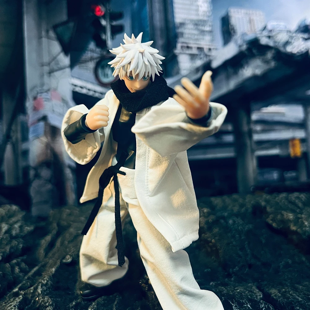 shf 1/12 Scale Jujutsu Kaisen Gojo Satoru Clothes Set White Coat Lantern Pants with Scarf for 6" Action Figure Body Model - Image 6