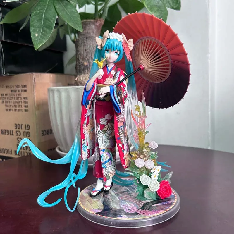 Anime umbrella Kimono Stronger Hatsune Miku Figure Girl Statue Toys Gift Kawaii Cute Doll Desktop Ornament Christmas Present - Image 3