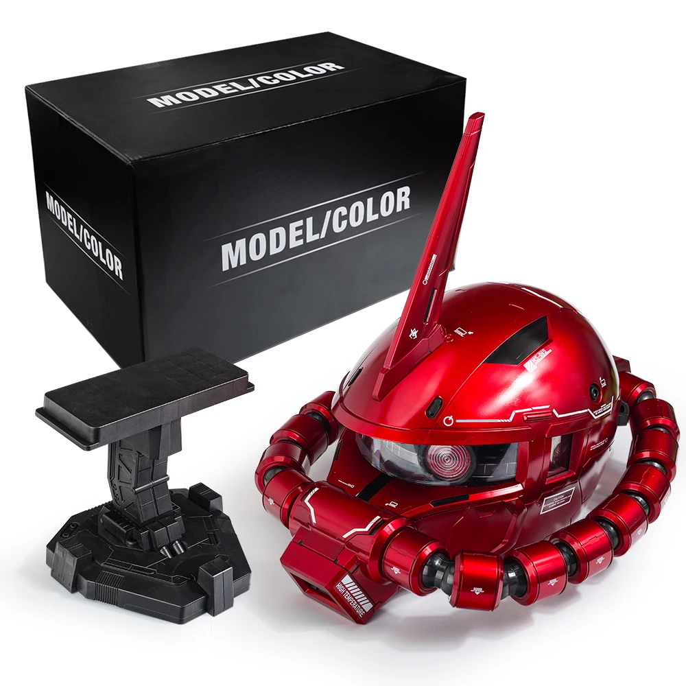 New Xingjie Spray Car Paint Transparent Red Zaku Helmet Wearable With Water Decals Base Stand And USB Charging Cable Ornament - Image 5