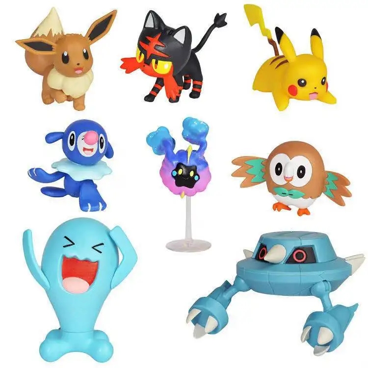 8pcs/set Toy Pocket Monsters Pokemon Pikachu Squirtle Bulbasaur Ash Ketchum Anime Action Figure Toys 8-10CM