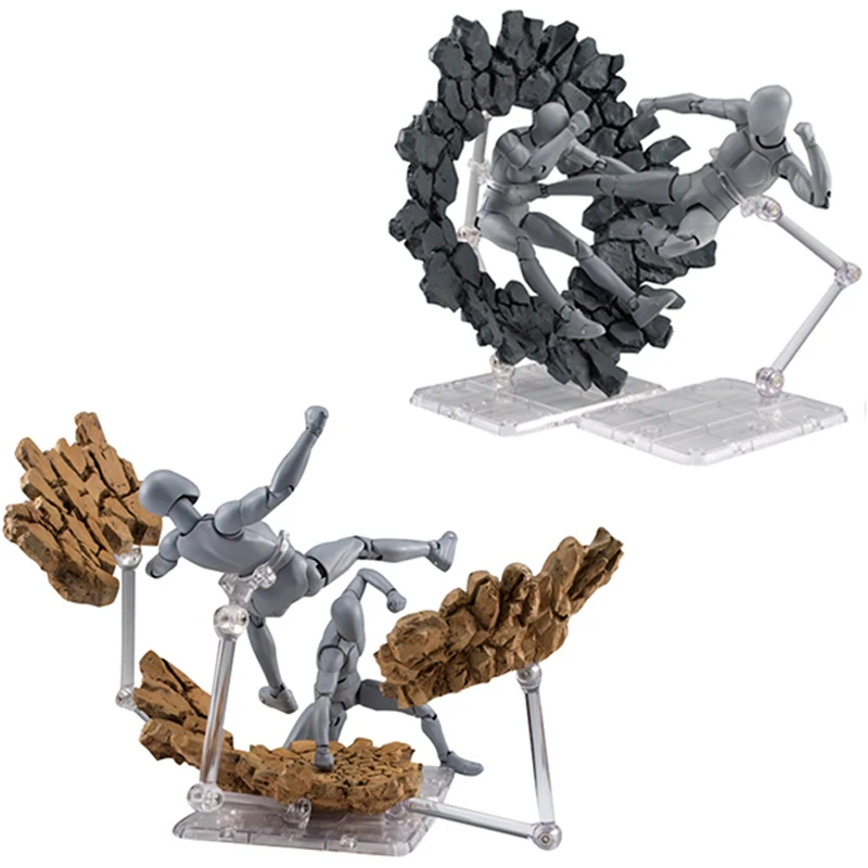 Action Figure Fissure Burning Explosion Flame Smoke Wave Special Effect Collectible Scene DIY Accessories Model Bracket Toys