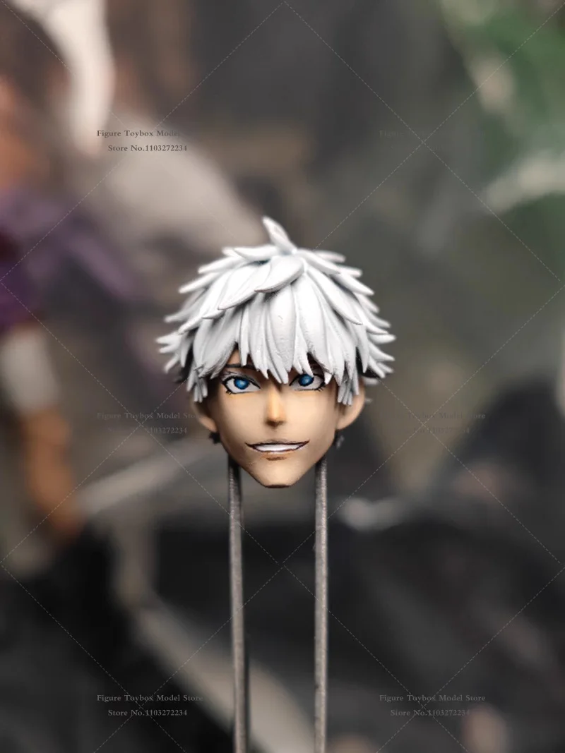 1/12 Gojo Satoru Anime Soldier White Hair Blue Eye Delicate Head Sculpt Black White Eye Mask Design Model Accessory For SHF Body