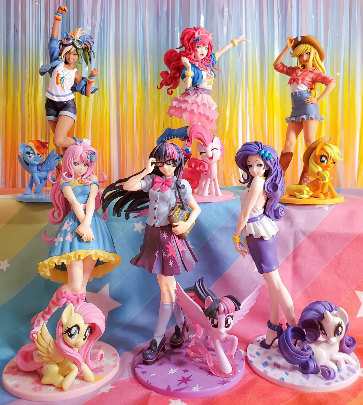 My little Pony Bishoujo Statue Applejack Twilight Sparkle Pinkie Pie Fluttershy 1/7 Anime PVC Action Figure Toy Collection Doll