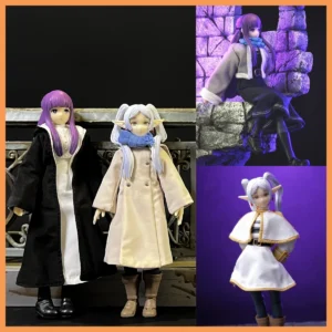 Handmade 1/12 Scale Frieren Elf Coat Blue Scarf Khaki Windbreaker Skirt Grey Jacket Navy Skirt Set fit 6inchs SHF Action Figure