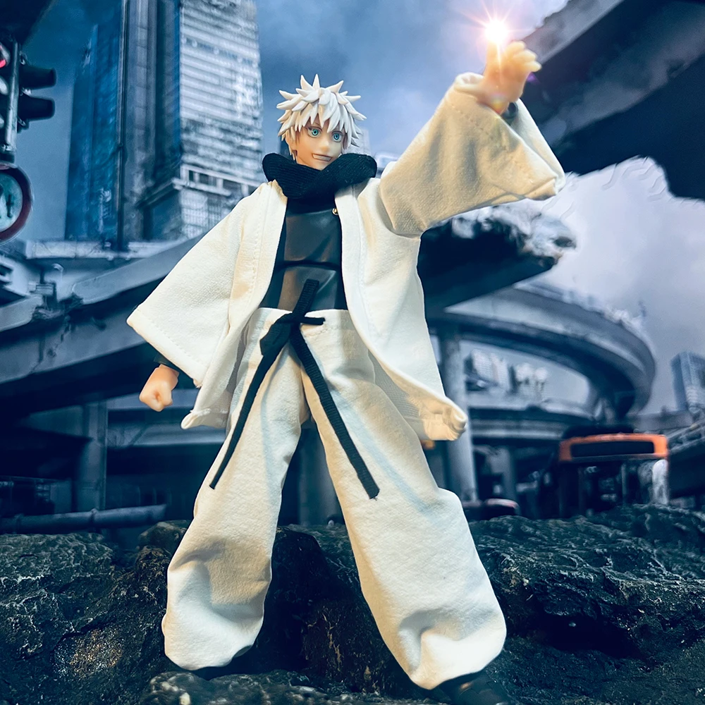 shf 1/12 Scale Jujutsu Kaisen Gojo Satoru Clothes Set White Coat Lantern Pants with Scarf for 6" Action Figure Body Model - Image 5