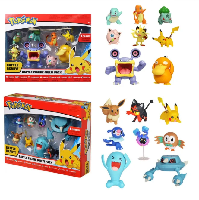 8pcs/set Toy Pocket Monsters Pokemon Pikachu Squirtle Bulbasaur Ash Ketchum Anime Action Figure Toys 8-10CM