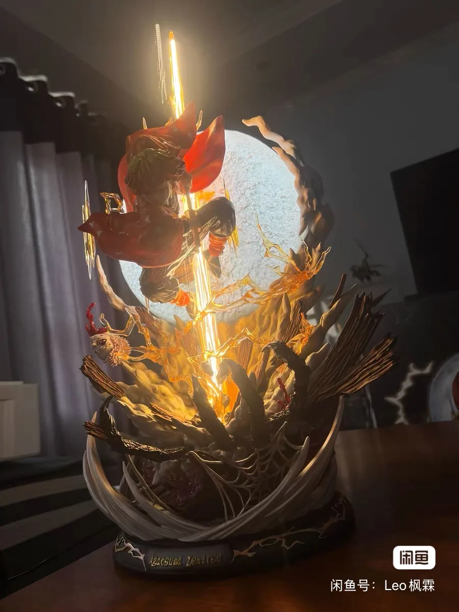 Anime Figure Demon Slayer Agatsuma Zenitsu 51cm Pvc Model Collection Doll Gk Action Figure Luminous Room Decor Model Toys Gifts