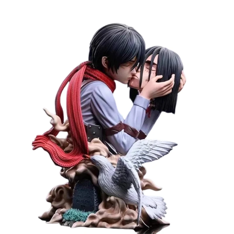 Attack On Titan Anime Figures Eren Jaeger Mikasa Ackerman Action 22CM Statue One Last Kiss Model Collect Desk Decor Toys Gifts - Image 5