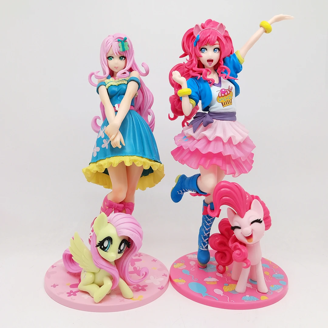 Game My little Pony Bishoujo Statue Pinkie Pie Fluttershy Japanese Anime Girl PVC Action Figure Toy Collection Model Doll Figma