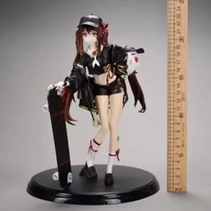 New 23cm Hot Game Genshin Impact Anime Girl Figures Hu Tao Skateboarding Sports Figurine PVC Model Doll Children Toys Gifts