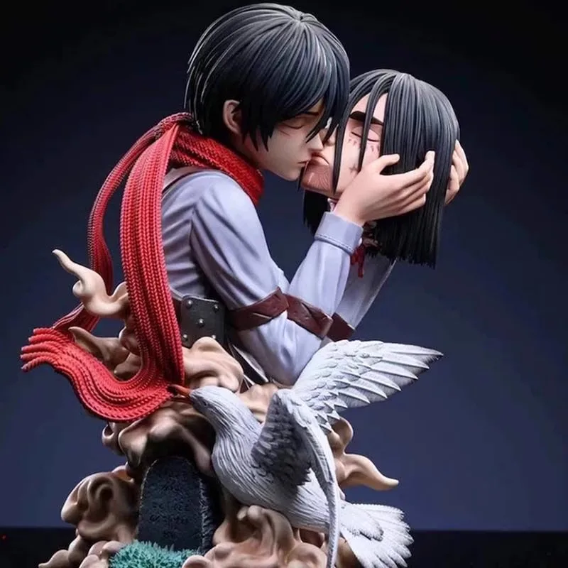 Attack On Titan Anime Figures Eren Jaeger Mikasa Ackerman Action 22CM Statue One Last Kiss Model Collect Desk Decor Toys Gifts - Image 3