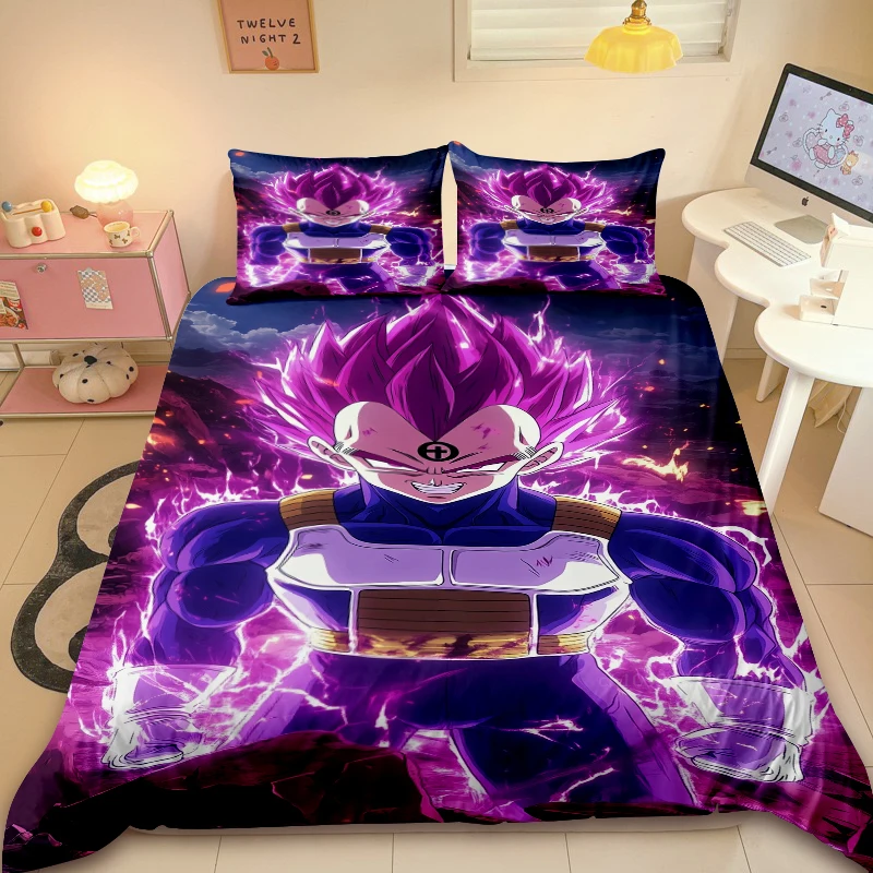 Dragon Ball Teens 3pcs Duvet Cover Set Cartoon Super Saiyan Bedding Set Twin Full Comforter Cover Soft Cozy for Bedroom Decor - Image 9