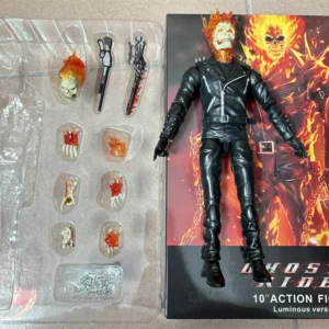 Marvel Ghost Rider Action Figure Legends 85th Anniversary Ghost Rider 25cm BJD Articulated PVC Figure Luminous Light Model Toy