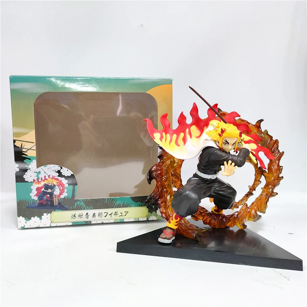 Demon Slayer Rengoku Kyoujurou Anime Figures Fire Led Scene DIY PVC Action Figure Toys Kimetsu no Yaiba Figurine Kids Doll 14cm - Image 6