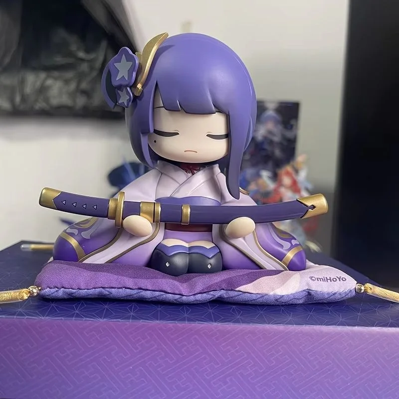 Official Anime Game Genshin Impact Raiden Shogun Kawaii Cosplay Cartoon Statue Pvc Model Kawaii Pendant Action Toy Figures Gifts