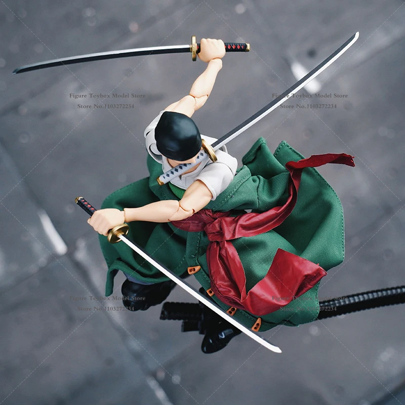1/12 Anime Roronoa.Zoro Boy Mini Ink Green Long Windbreaker Kimono Waist Clothes Set Accessory For 6″ Shf Figure Body Decors