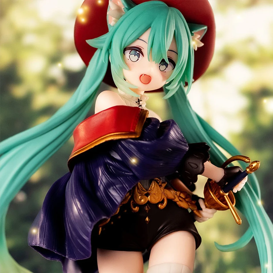 Hatsune Miku Puss In Boots Fairy Tale Wonderland 19cm Pvc Action Figure Anime Figurine Kawaii Girl Toy Gift For Anime Fans Desk