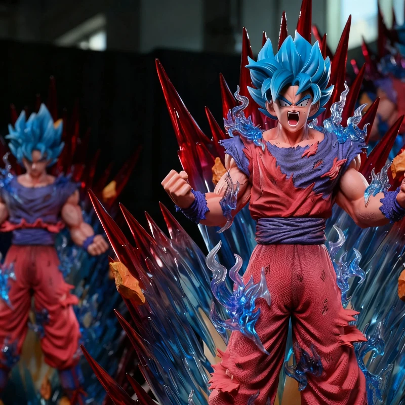 Dragon Ball 45cm Super Saiyan Blue Kaio-ken Goku Action Figures With Base PVC Anime Statue Model Toy Home Decor Collectible Gift