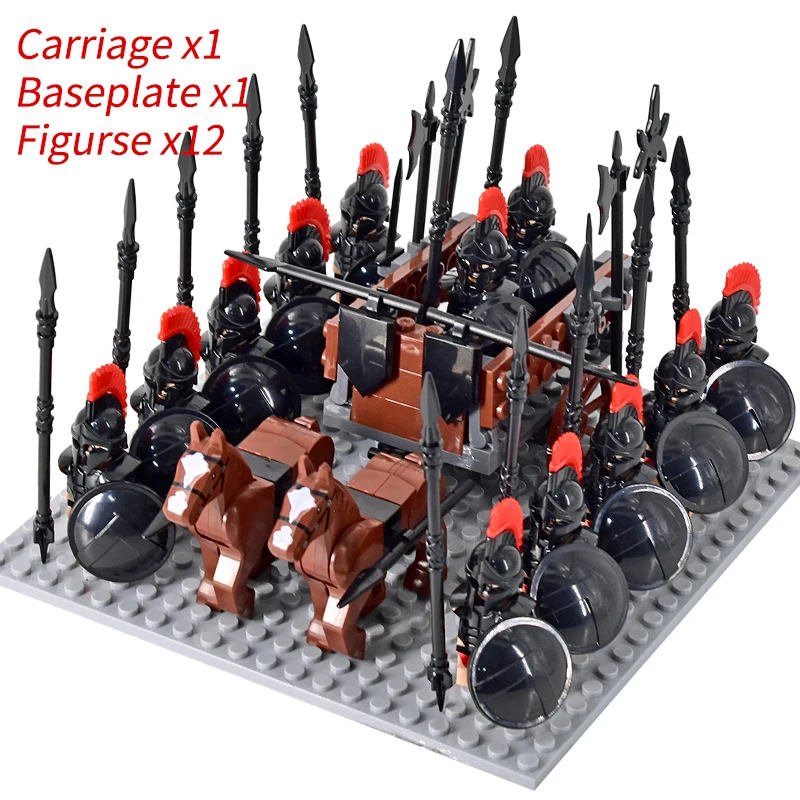 Medieval Knights mini Action Figures Building Blocks Roman Chariot Carriage Soldier War Horse Bricks Toys for Children Gift - Image 5