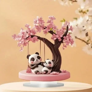1pcs2D flat pink panda and cherry blossom tree desktop decoration ornament, suitable for decorating restaurants, offices
