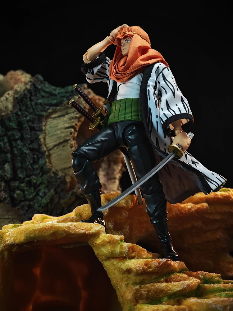 1/12 Anime One Piece Roronoa Zoro Man Soldier Mini Hemline Long Black Green Windbreaker Coat Toys Accessory For 6" Shf Figure - Image 6