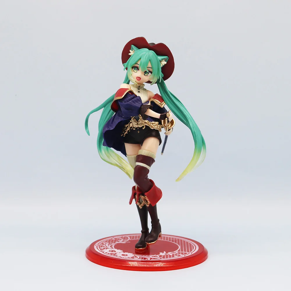 Anime Hatsune Miku Figure Fairy Tale Wonderland Hatsune Miku Puss in Boots Kawaii Action Figures Collection Model Toy Gift