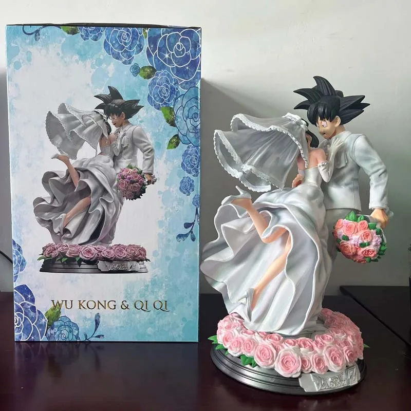 New Dragon Ball Son Goku Chichi Wedding White Wedding Dress Gk Action Figures Limited Statue Wedding Model Decoration Lover Gift