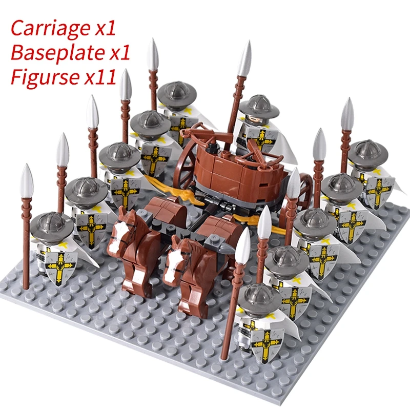 Medieval Knights mini Action Figures Building Blocks Roman Chariot Carriage Soldier War Horse Bricks Toys for Children Gift - Image 24