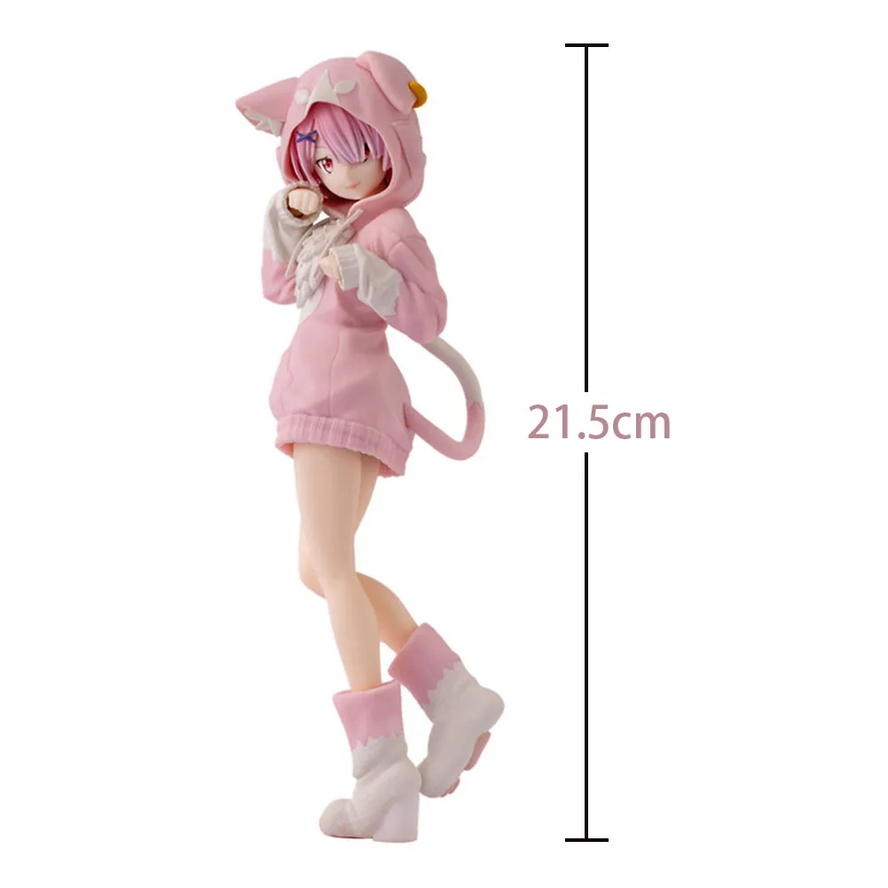 22CM Anime Remu figure Rem Ram Cute Standing Pose Cat Ears Dresses action figure PVC model Ramu Figurine Home Collection Gifts - Image 7