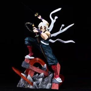 GK Demon Slayer Uzui Tengen Action Figure Double Head Sculpt Battle Scene Collectible Model Desktop Ornament Boxed Anime Statue