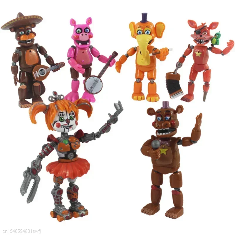 6pcs FNAF Figures Freddy Bonnie Foxy Fazbear Bear Five Nights PVC Model Action Figures Toys for Kids Birthday Gift