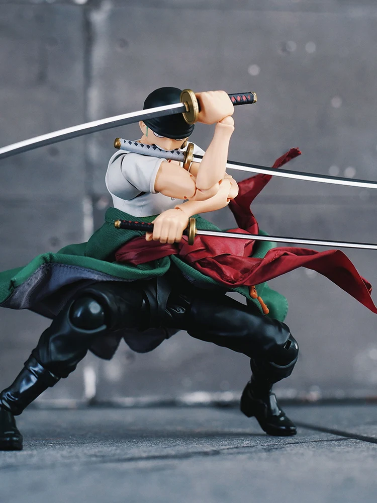 1/12 Anime Roronoa.Zoro Boy Mini Ink Green Long Windbreaker Kimono Waist Clothes Set Accessory For 6" Shf Figure Body Decors - Image 6