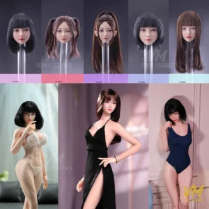1/6 Anime Girl Movable Eyes Head Sculpt Long Hair Transplant Head Carving Model Fit 12" Pale Female Action Figure Body Doll Toys