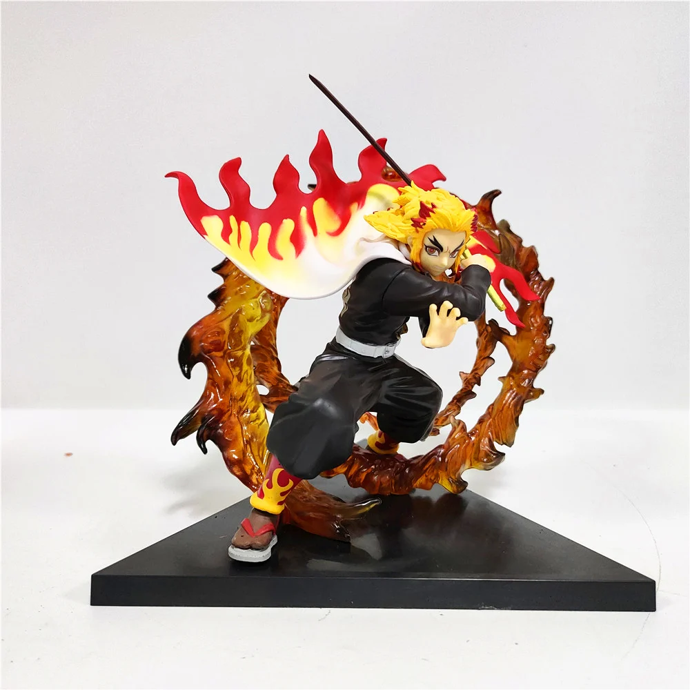Demon Slayer Rengoku Kyoujurou Anime Figures Fire Led Scene DIY PVC Action Figure Toys Kimetsu no Yaiba Figurine Kids Doll 14cm - Image 7
