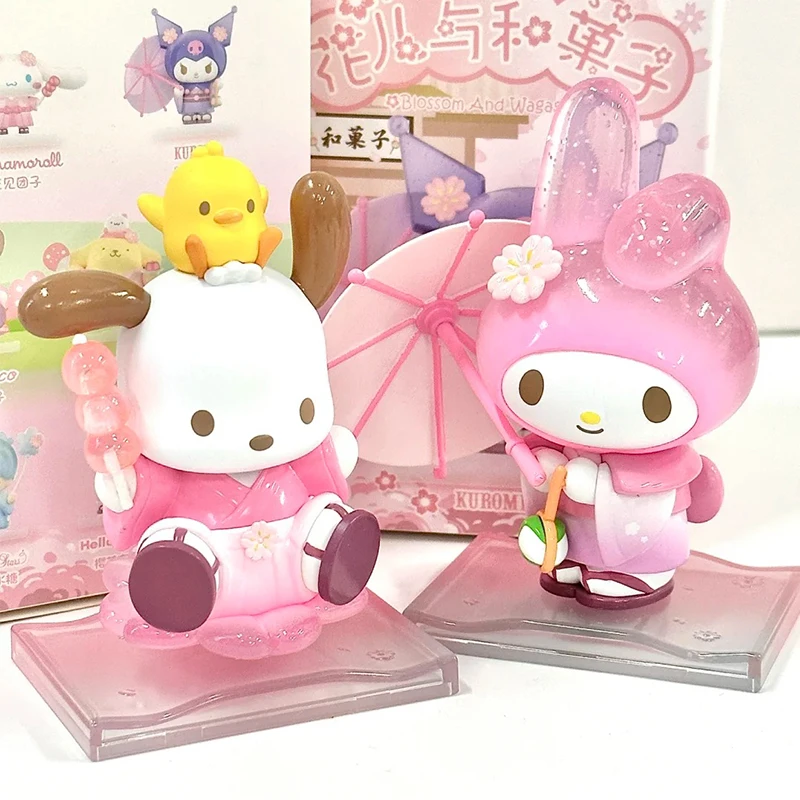 Sanrio Blossom And Wagashi Series Blind Box Cute Kuromi Cinnamoroll Melody Pocahcco Pompompurin Action Figure Suprise Bag Toys - Image 3