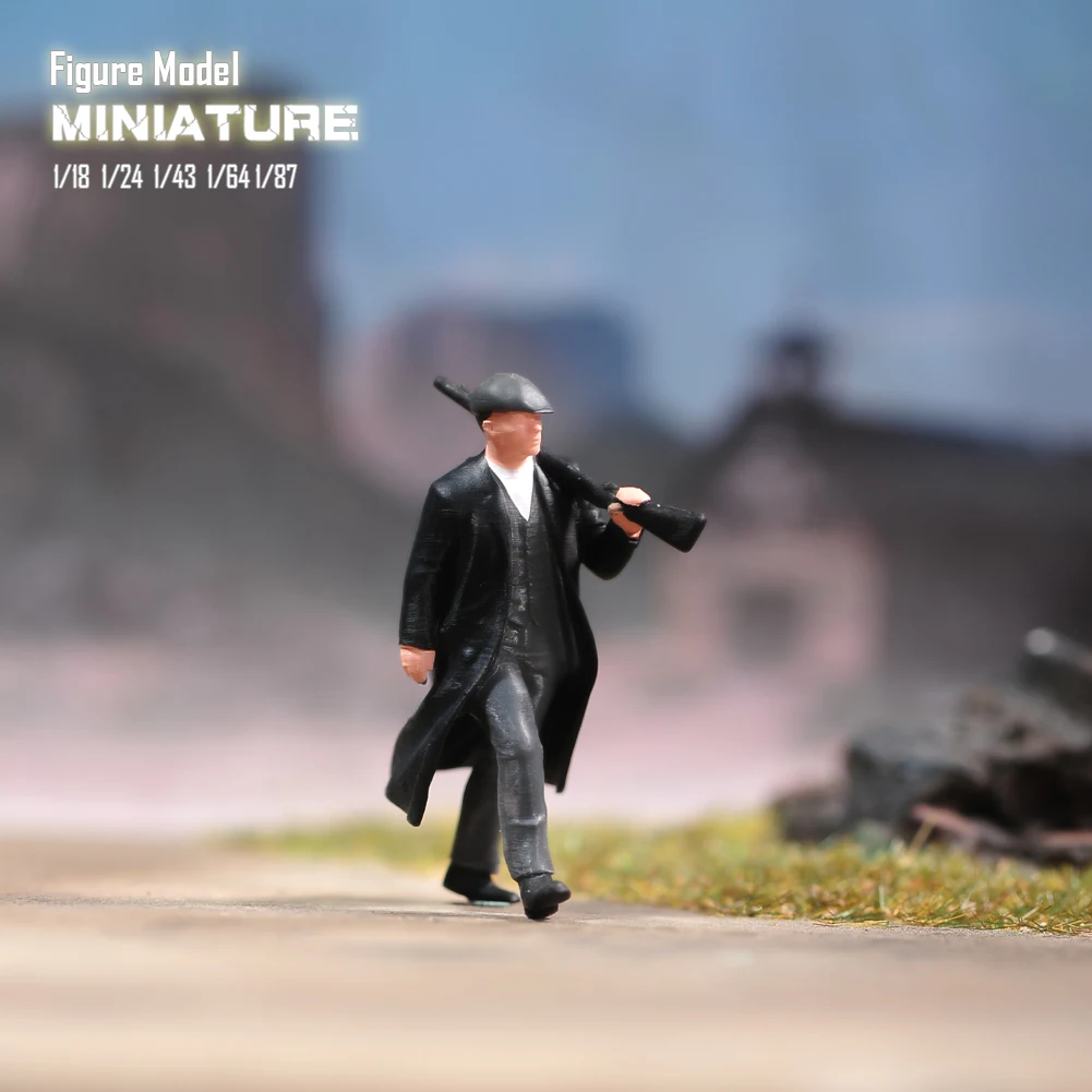 Miniature 1/18 1/24 1/43 1/64 1/87 Gangster Man Wearing Duckbill Hat Holding Gun Painted Figure Model Toys Mini Scene Props - Image 15