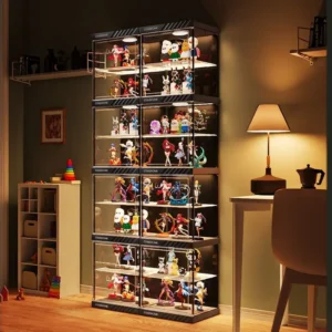 Action Figure Display Cabinet Transparent Lego Model Storage Box Home Dustproof Gundam Model Showcase Organizer Toy Shelf XL