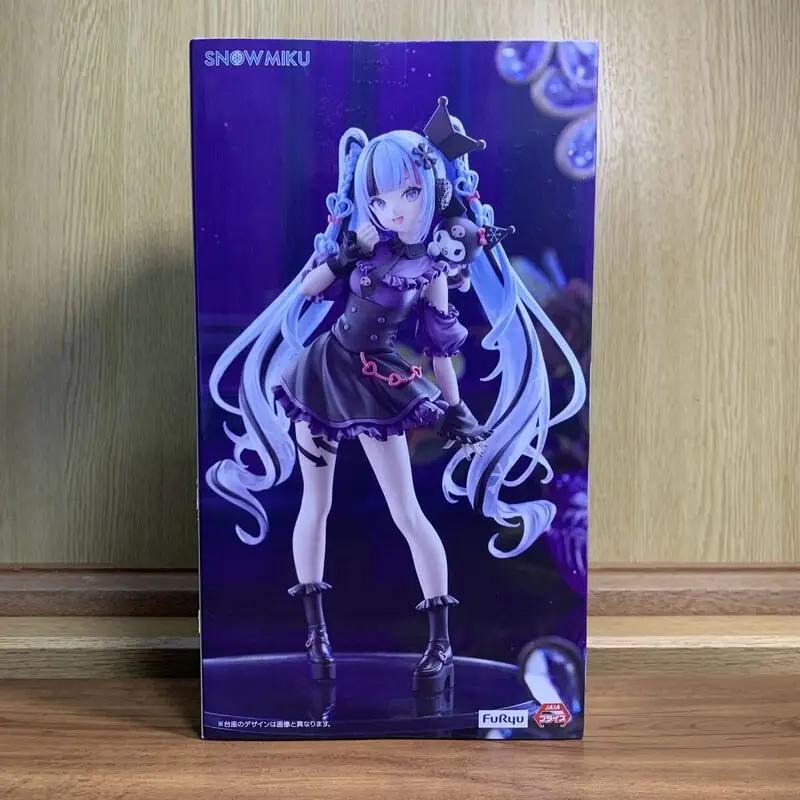 In Stock FuRyu Trio-Try-iT Hatsune Miku SNOWMIKU X Kuromi Sanrio PVC 19CM Anime Action Figures Model Collection Toy
