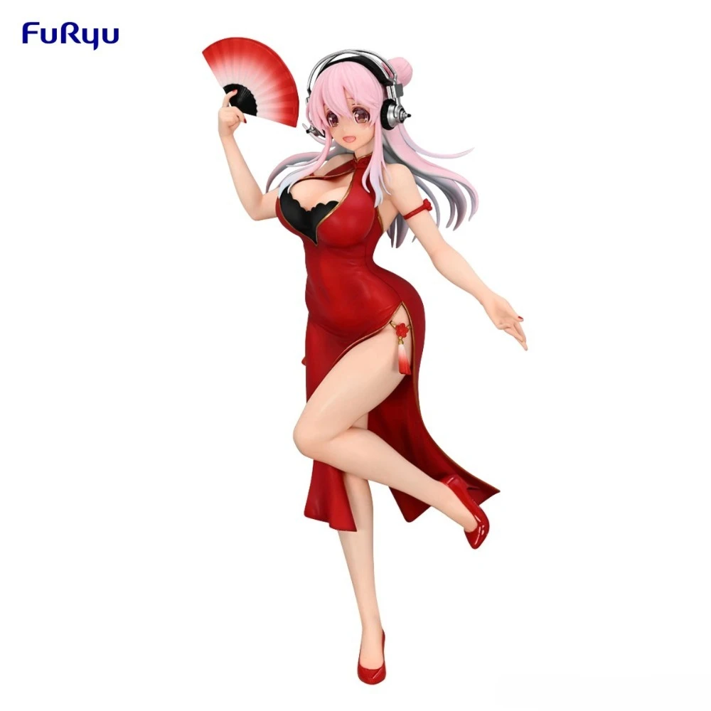 In Stock FuRyu Original Genuine Super Sonico Trio-Try-iT Figure Chinese Dress Ver. Cheongsam 21cm Collections Model Toy Figures