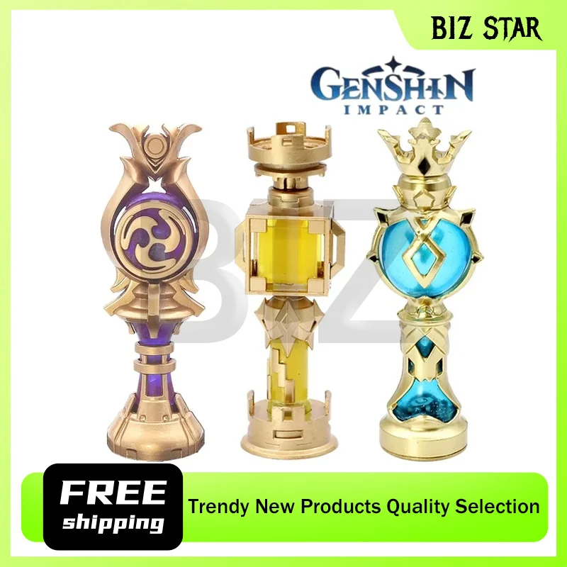 10cm/3.93in Genshin Impact Gods Heart Thunder God Wendy Zhongli Wind Wing Pendant Light Up Prop Decor Night Light Birthday Gift