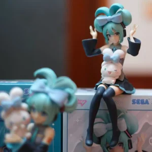 20cm Kawaii Hatsune Miku Action Figure with Cinnamoroll Rabbit Ornament PVC Statue Desktop Decor