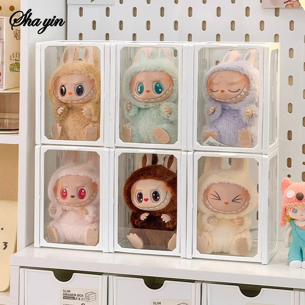 6pcs Display Box Glass Doll Storage Box Cotton Doll Blind Box Handmade Transparent Baby Cabinet